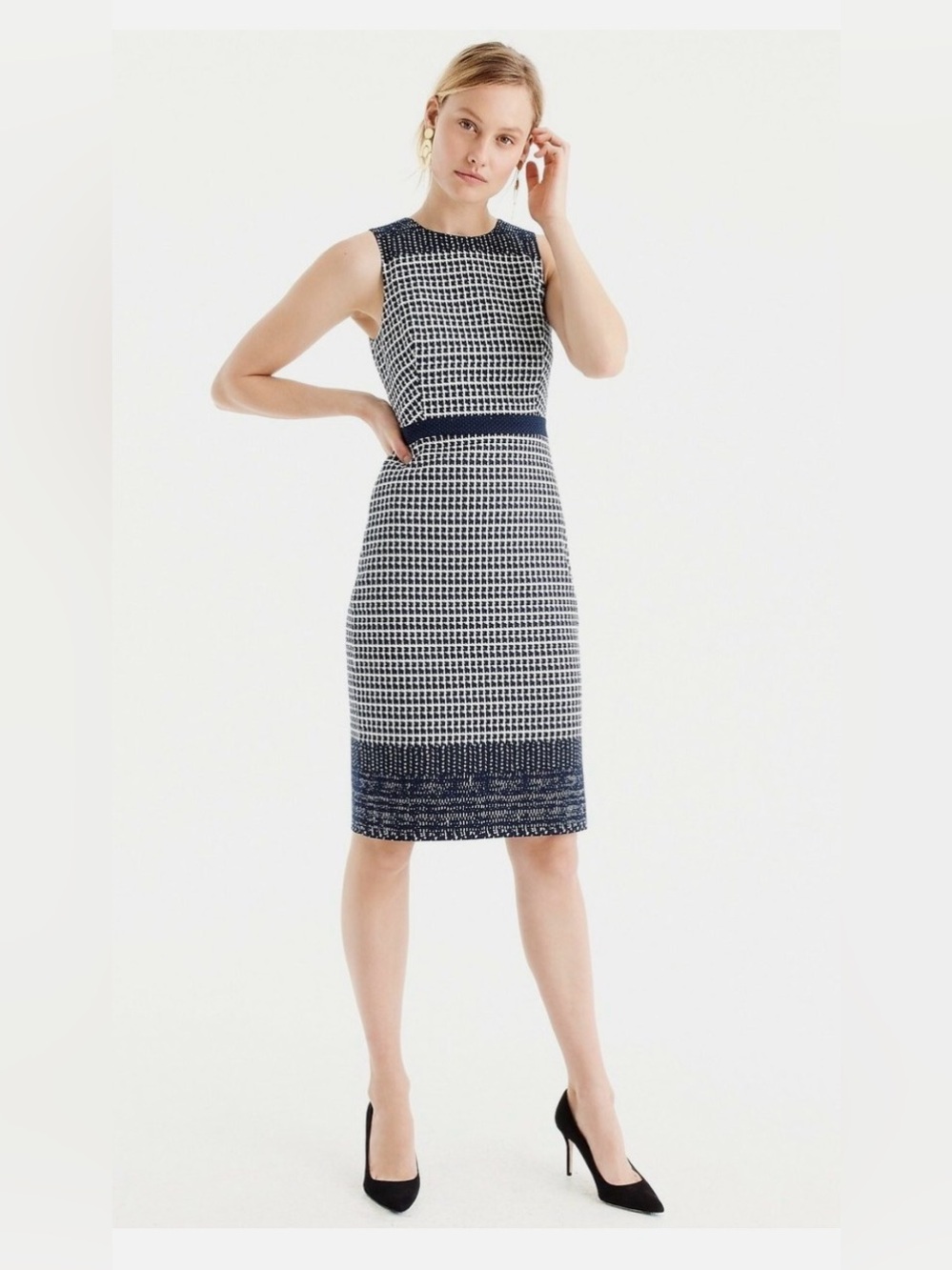 J. Crew Cotton Navy and White Sheath - sz 12